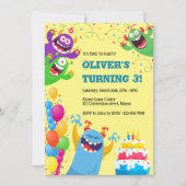 Schattigee Monsters Kids Verjaardagsfeest Kaart (Voorkant)