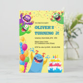 Schattigee Monsters Kids Verjaardagsfeest Kaart (Staand voorkant)