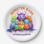 Schattigee Monsters Kids Verjaardagsfeest Papieren Bordje (Voorkant)