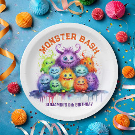 Schattigee Monsters Kids Verjaardagsfeest Papieren Bordje