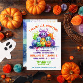 Schattigee Monsters Kids Verjaardagsfeestuitnodigi Kaart