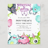 Schattigee Monsters Kind 1e Verjaardagsfeestuitnod (Voorkant)