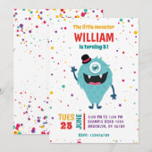 Schattigee Monsters Kleine Moster Verjaardagsfeest Kaart (Voorkant / Achterkant)