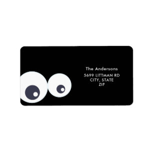 Schattigee Monsters Oogbollen Zwart & Wit Hallowee Etiket