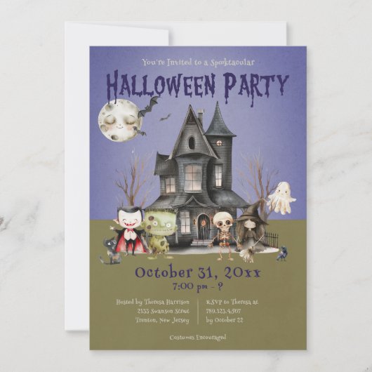 Schattigee monsters spooktaculair Halloween feest Kaart (Voorkant)