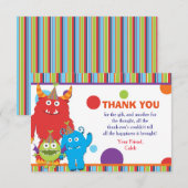 Schattigee Monsters Verjaardagsfeest Dankjewel Kaa Bedankkaart (Voorkant / Achterkant)