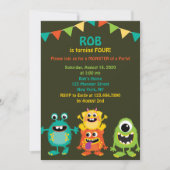 Schattigee Monsters Verjaardagsfeestuitnodiging Kaart (Voorkant)