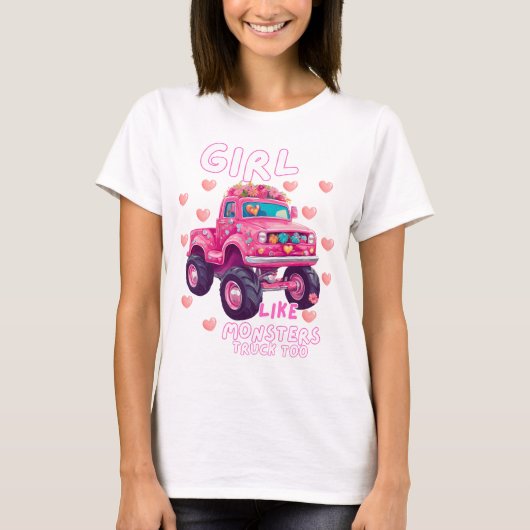 Schattigee monstertruckmeisjes houden ook van mons t-shirt (Voorkant)