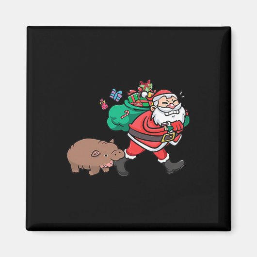 Schattigee Moo Deng &amp; Santa Ba Magneet (Voorkant)