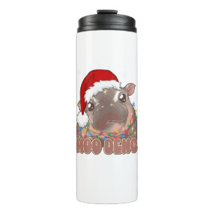 Schattigee Moo Deng Baby Hippo kerstverlichting Sa Thermosbeker