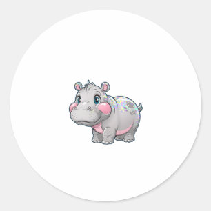 Schattigee MOO DENG Baby Pygmy Hippo Meisjes Besti Ronde Sticker