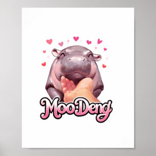Schattigee Moo Deng Hippo Girlie Hearts voor meisj Poster