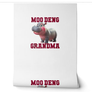 Schattigee MOO DENG OMA Baby Hippo Granny Teacher Behang
