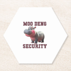 Schattigee MOO DENG SECURITY Dad Baby Hippo Papa O Kartonnen Onderzetters
