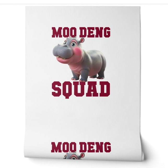 Schattigee MOO DENG SQUAD Baby Hippo Team Cheer Gi Behang (Afrollen)