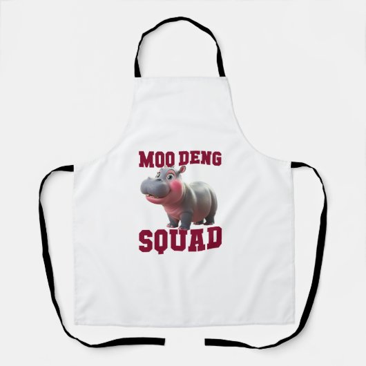 Schattigee MOO DENG SQUAD Baby Hippo Team Cheer Gi Schort (Voorkant)