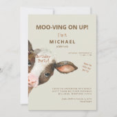 Schattigee Moo-ving op Up Boy verjaardagsfeestje u Kaart (Voorkant)