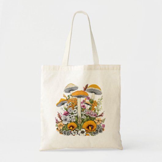 Schattigee mooie bloemen en paddenstoelen tote bag (Voorkant)