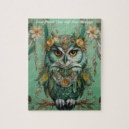 Schattigee Mooie Boho Uil Legpuzzel (Verticaal)