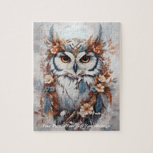 Schattigee Mooie Boho Uil Legpuzzel (Verticaal)