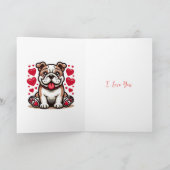Schattigee mooie buldog hondgelukkig valentijnsdag feestdagen kaart (Binnen)