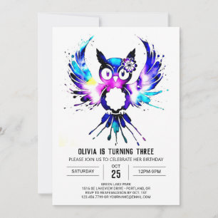 Schattigee mooie digitale uil verjaardag kaart