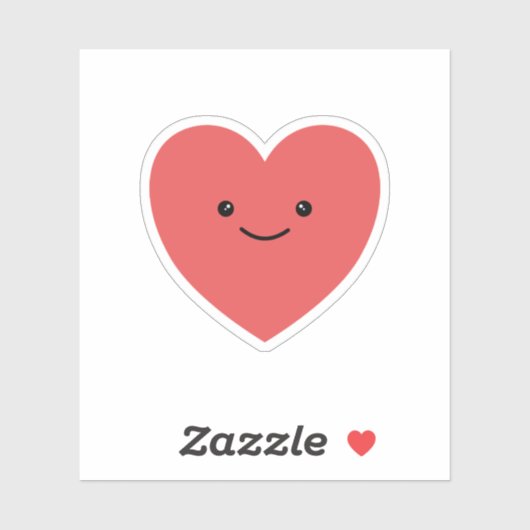 Schattigee mooie kawaii lachend rood hart sticker (Vel)