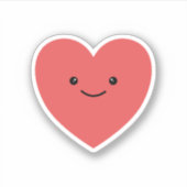 Schattigee mooie kawaii lachend rood hart sticker (Voorkant)