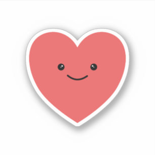 Schattigee mooie kawaii lachend rood hart sticker