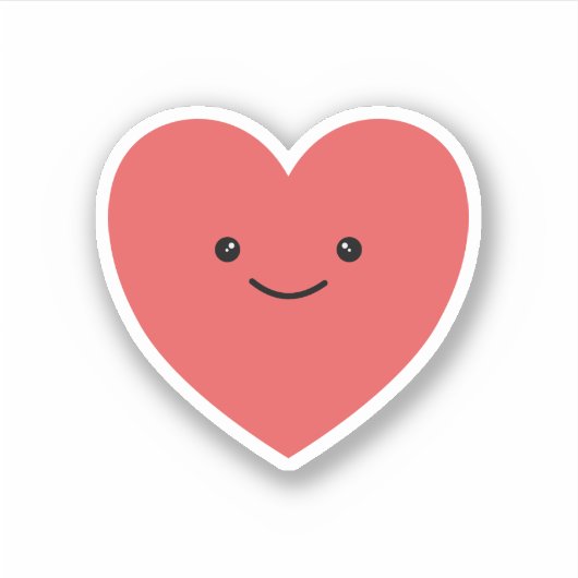 Schattigee mooie kawaii lachend rood hart sticker (Voorkant)