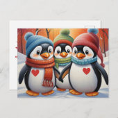Schattigee mooie pinguïns kerst briefkaart (Voorkant / Achterkant)