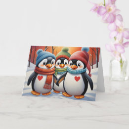 Schattigee mooie pinguïns kerst kaart
