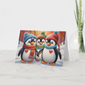 Schattigee mooie pinguïns kerst kaart (Voorkant)