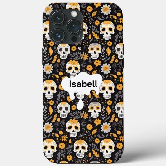 Schattigee mooie Sugar Skull Flowers Halloween Case-Mate iPhone Case (Achterkant)