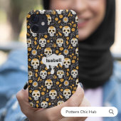 Schattigee mooie Sugar Skull Flowers Halloween Case-Mate iPhone Case
