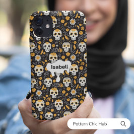 Schattigee mooie Sugar Skull Flowers Halloween Case-Mate iPhone Case