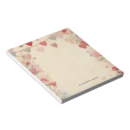 Schattigee mooie  Valentijnsdag gepersonaliseerd Notitieblok (Schuin)