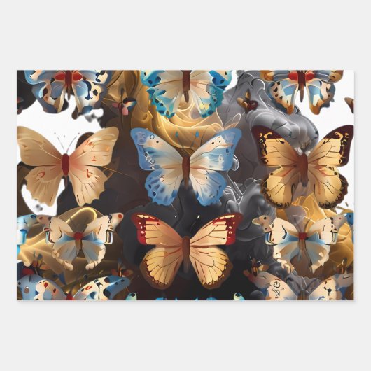 Schattigee mooie vlinders inpakpapier vel (Voorkant 2)