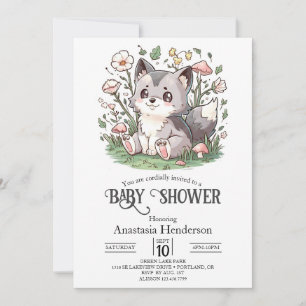 Schattigee Mooie Wolf Baby shower Digitaal Kaart