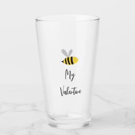Schattigee Mooie Zoete Cartoon bij mijn Valentijn Glas
