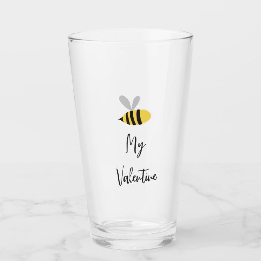 Schattigee Mooie Zoete Cartoon bij mijn Valentijn  Glas (Voorkant)