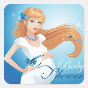Schattigee mooie zwangere vrouw Baby shower Vierkante Sticker