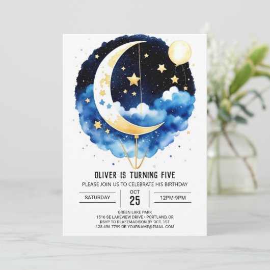 Schattigee Moonlit Sky Celebration Verjaardag Kaart (Staand voorkant)