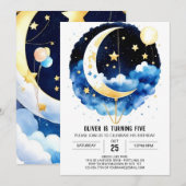 Schattigee Moonlit Sky Celebration Verjaardag Kaart (Voorkant / Achterkant)