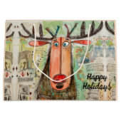 Schattigee Moose Christmas Typografie Modern Quirk Groot Cadeauzakje (Voorkant)