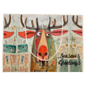 Schattigee Moose Christmas Typografie Modern Quirk Groot Cadeauzakje (Achterkant)