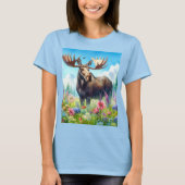 Schattigee Moose en Wildflowers T-shirt (Voorkant)