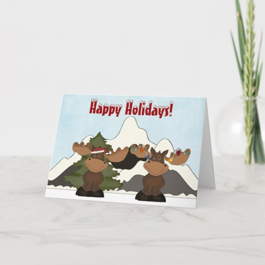 Schattigee Moose Mountain Christmas Kaart (Voorkant)
