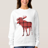 Schattigee Moose Red en Black Plaid Buffalo Patter Trui (Voorkant)