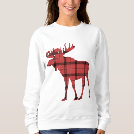 Schattigee Moose Red en Black Plaid Buffalo Patter Trui (Voorkant)